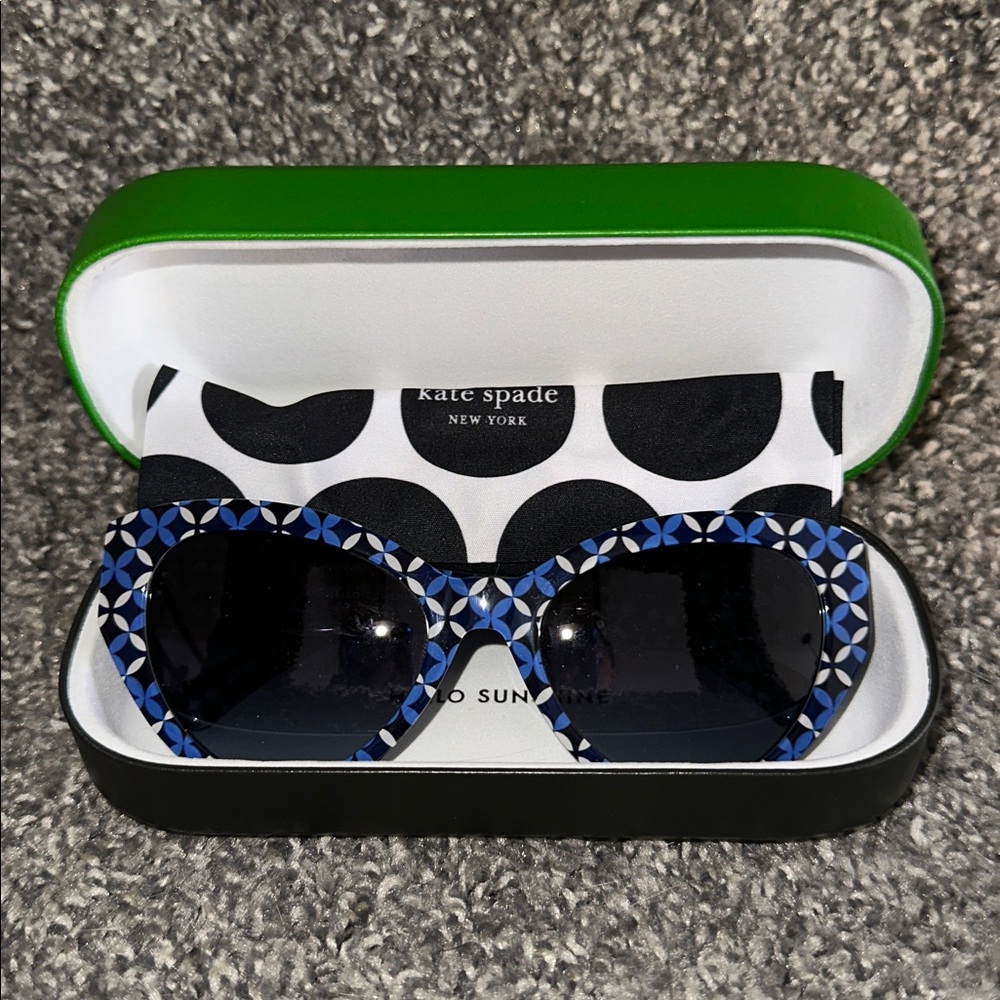 KATE SPADE PAISLEIGH/S S6F9O BLUE WHITE FLORAL Sunglasses 140MM CAT EYE GRADIENT - Picture 10 of 10